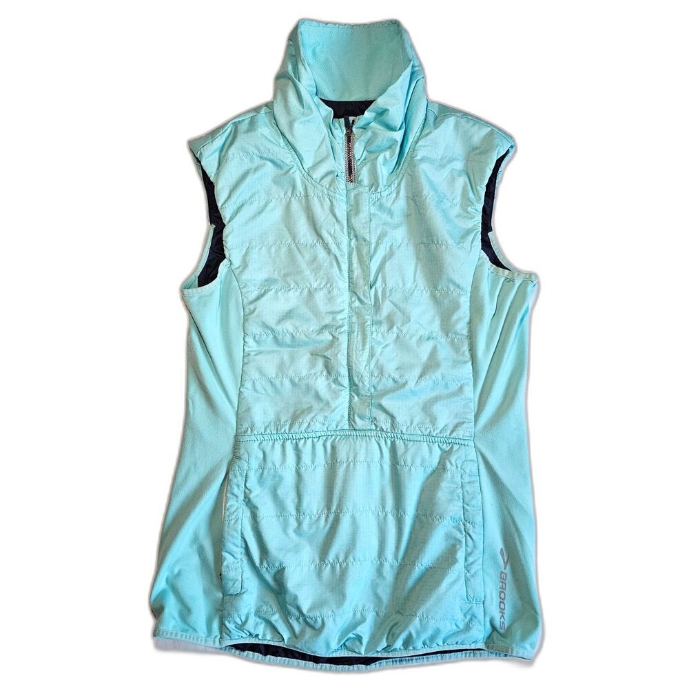 Brooks For Women Pale Blue / Green Thermo Cool Zip Up Vest sz S